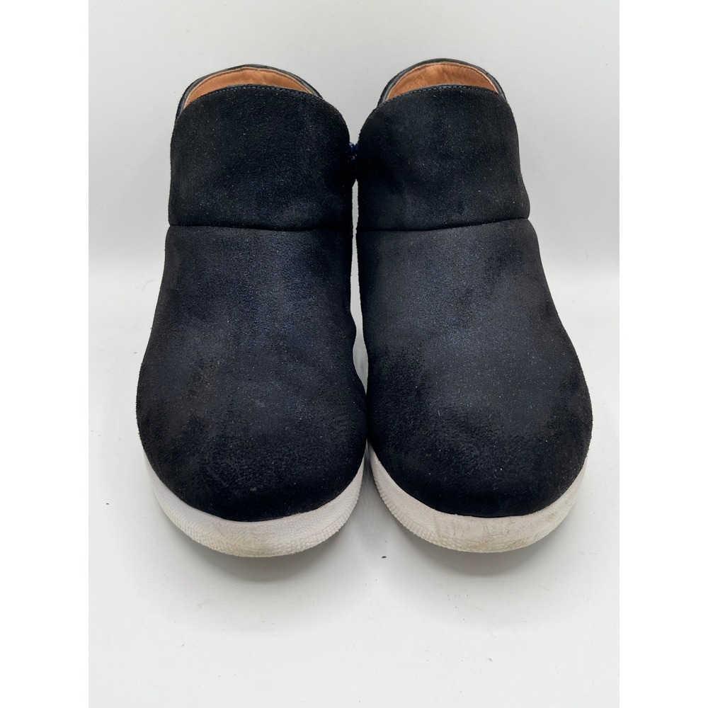FitFlop Women Black Suede Supercomff Side‎ Zip Sneaker Booties X45-733 Size 8